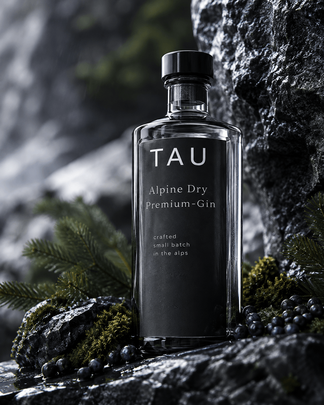 TAU Alpine Dry Gin bottle, cropped large